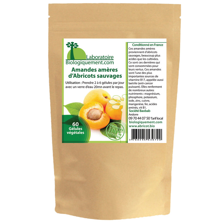 Gélules de poudre d’Amandes amères d’Abricot du laqboratoire Biologiquement